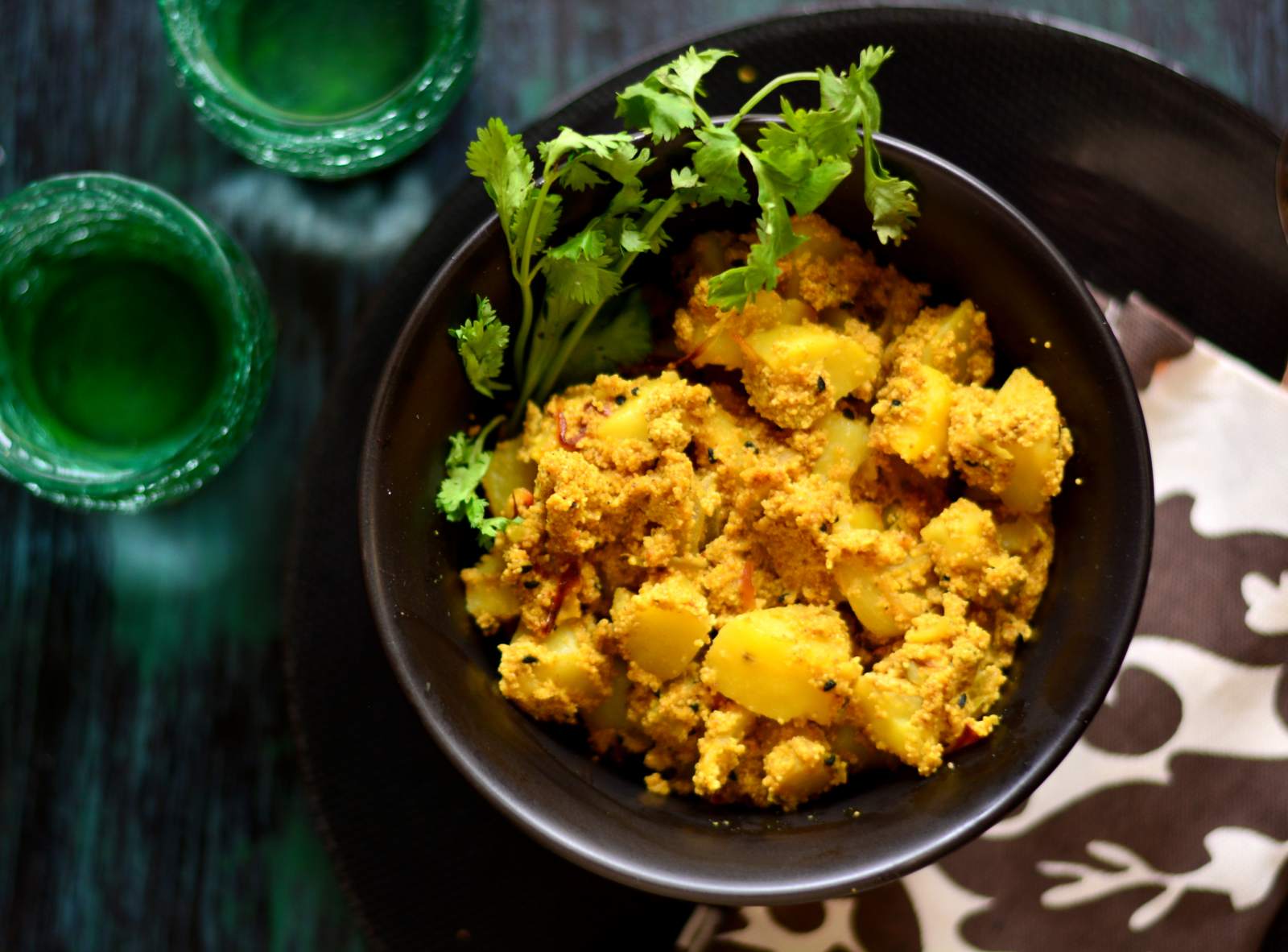 Rice with aloo posto and mushur dal