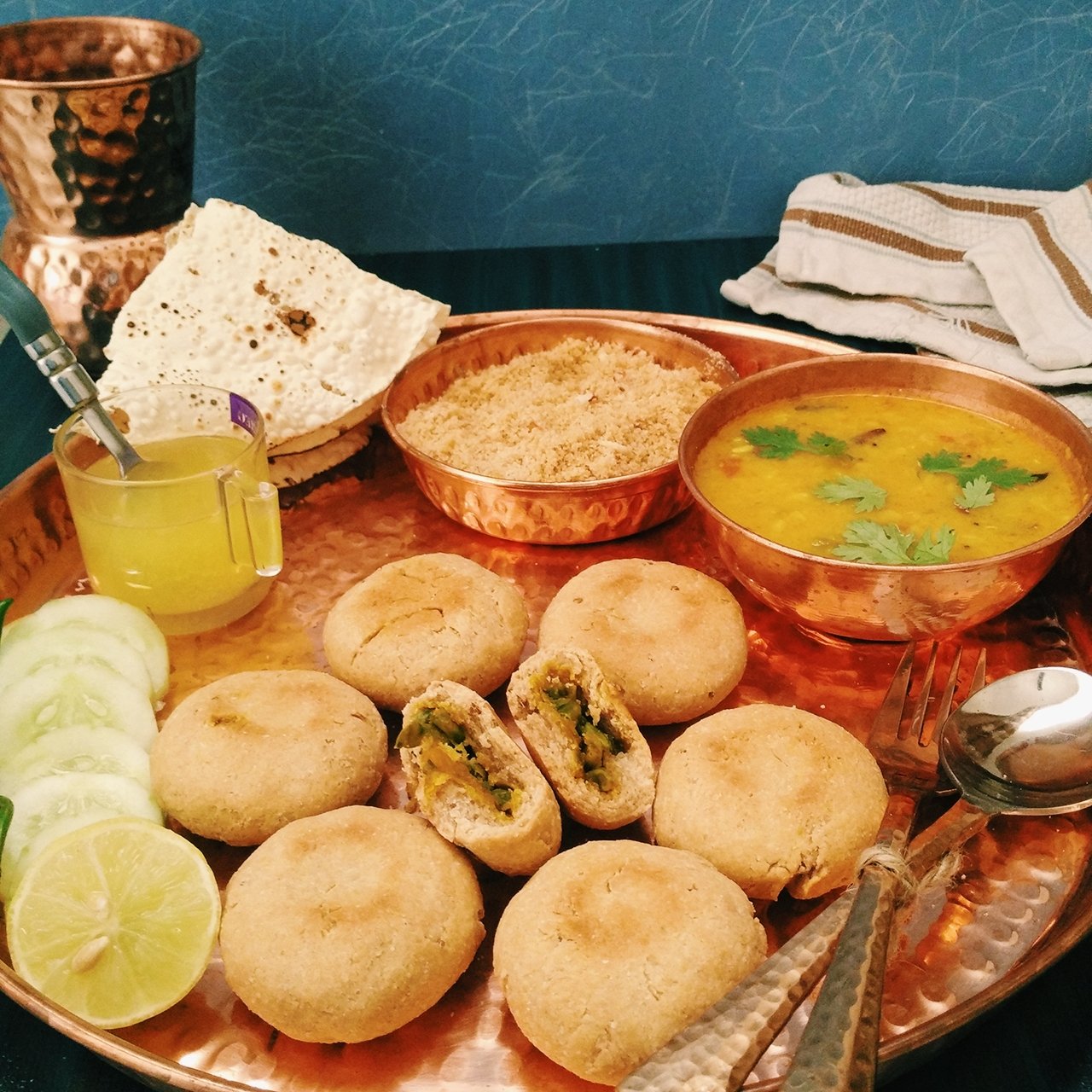 Torai dal with phulka and mint chutney