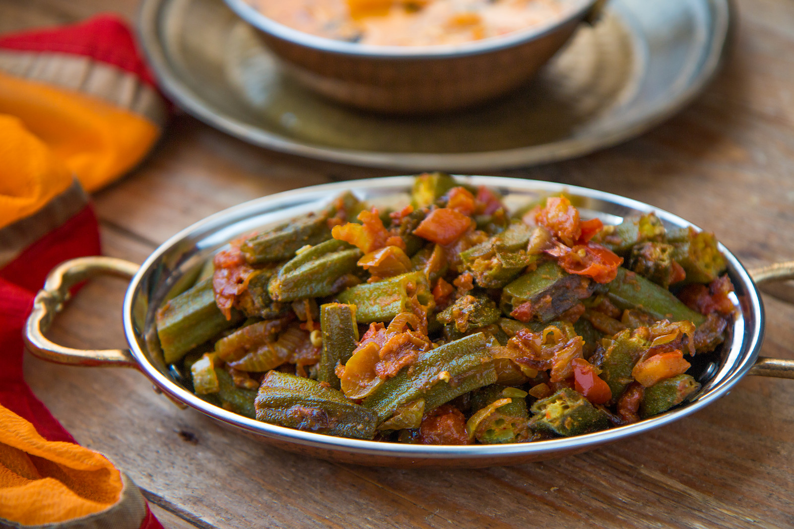 Bhindi masala with dal and roti