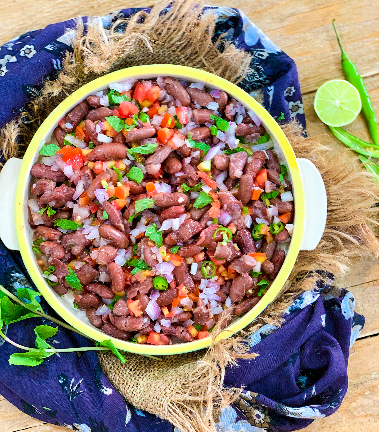Rajma with brown rice and cucumber salad