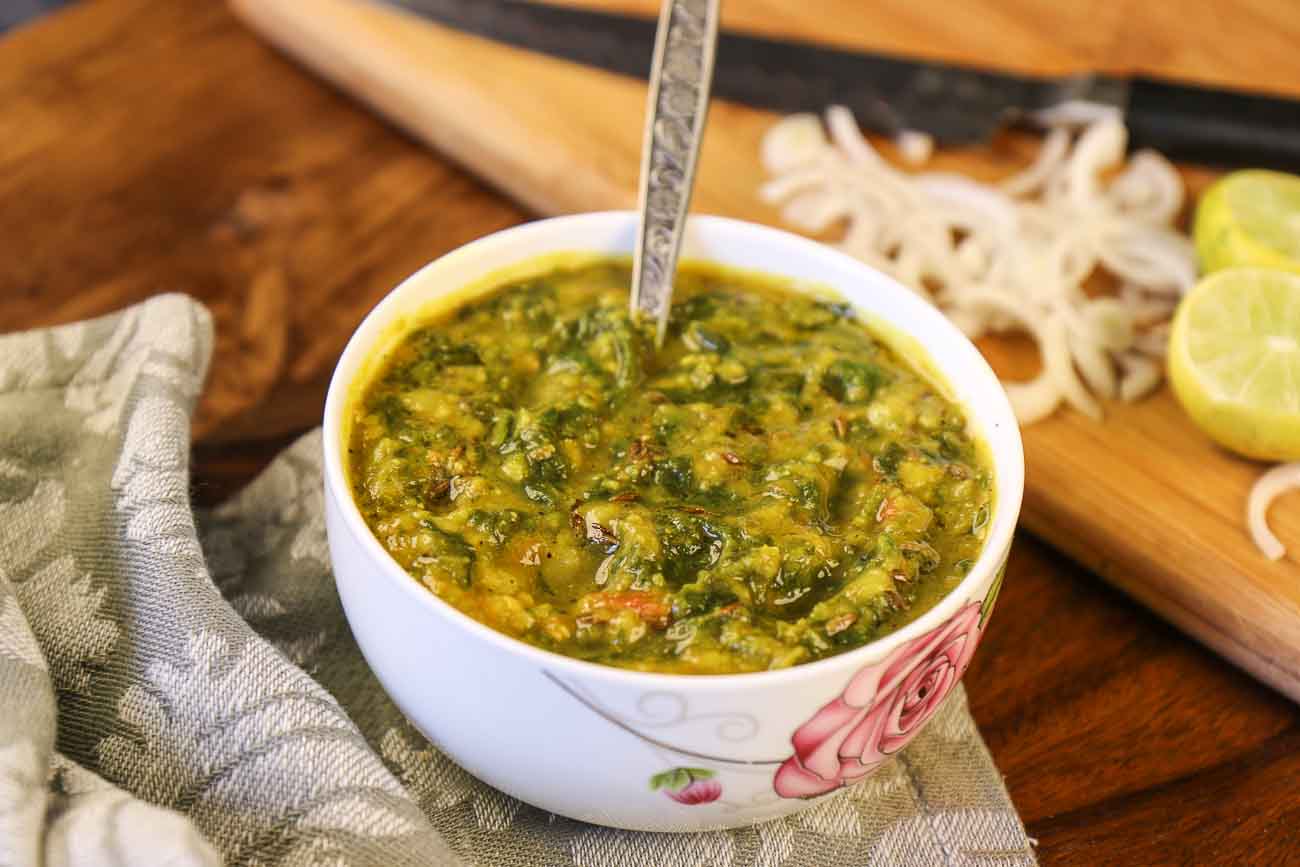 Dal palak with rice