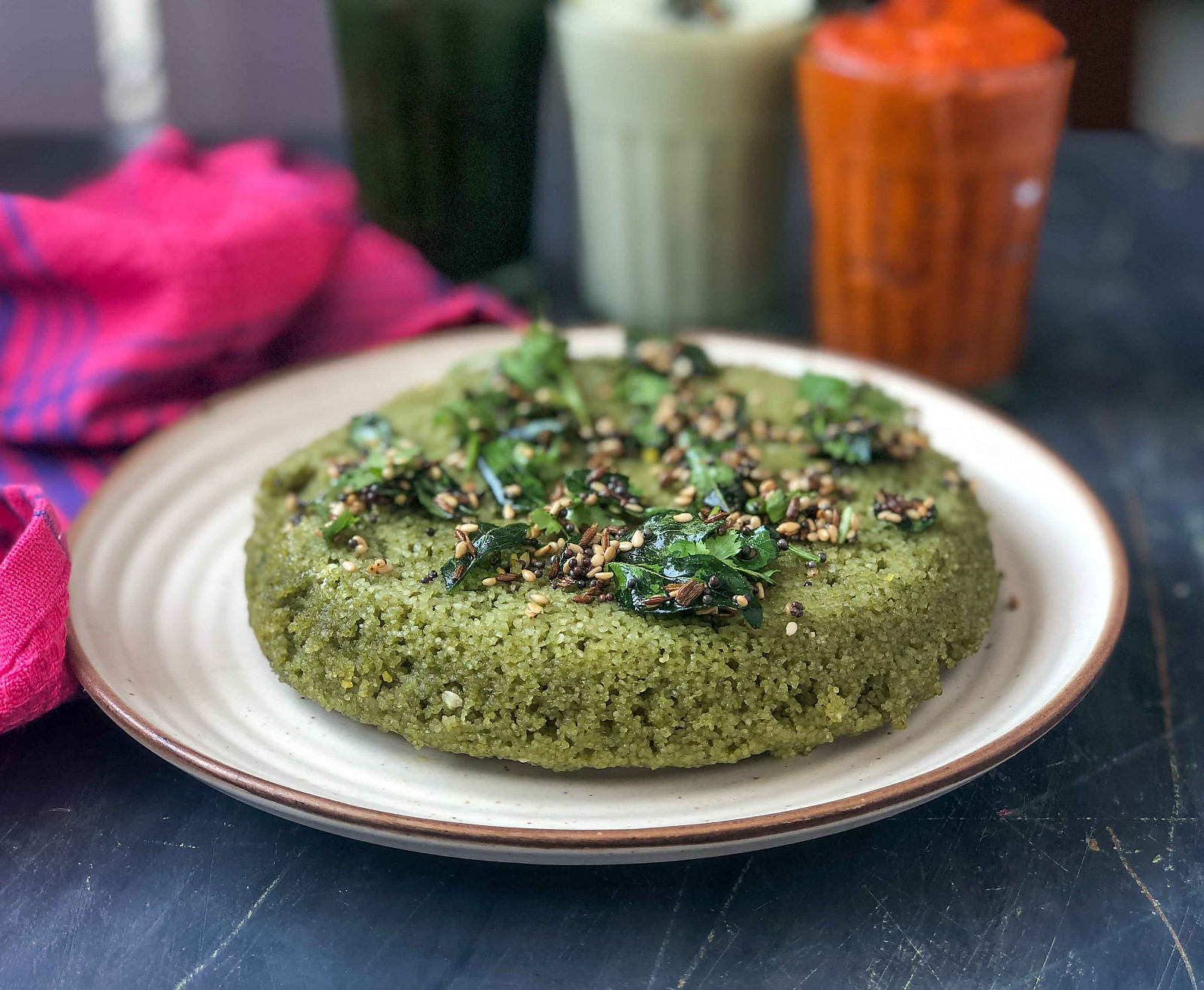 Rava dhokla with green chutney