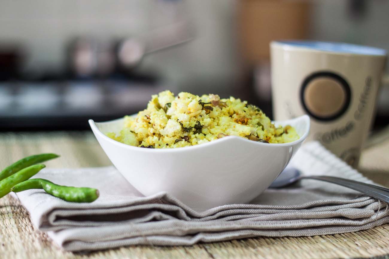 Upma with coconut chutney