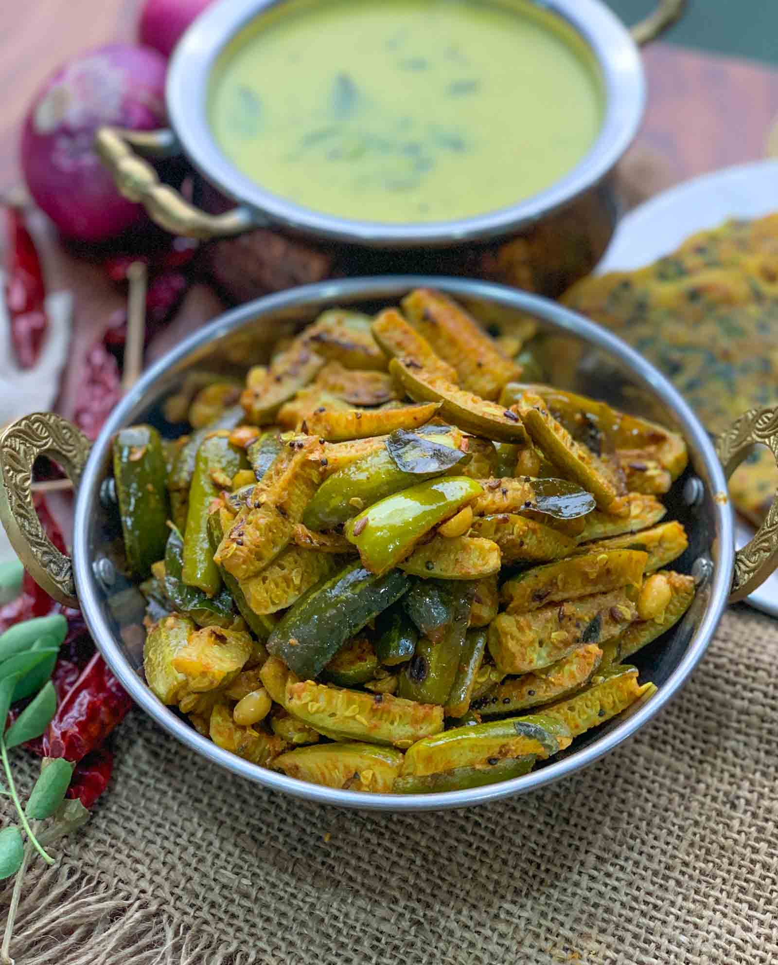 Tuver dal with bhaat and tindora nu shaak