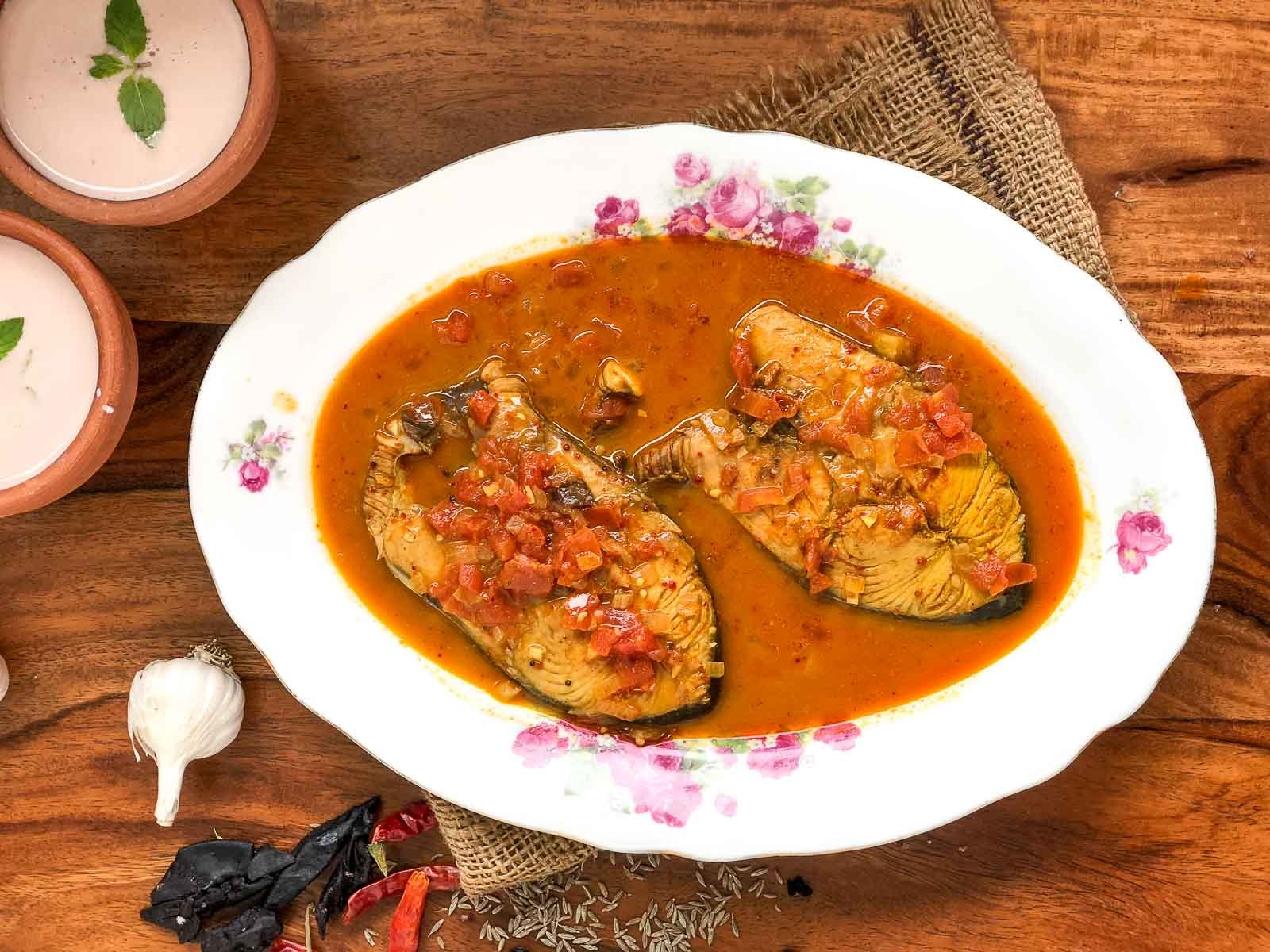 Fish curry with rice