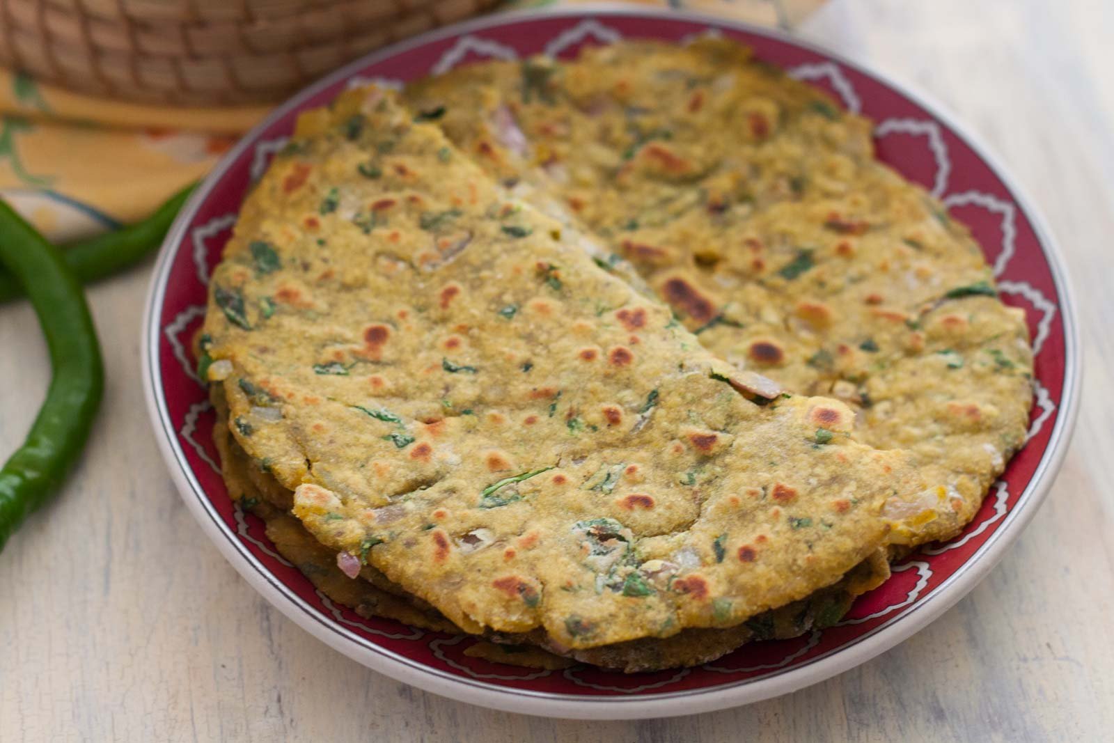 Jowar roti with bhindi masala and dal