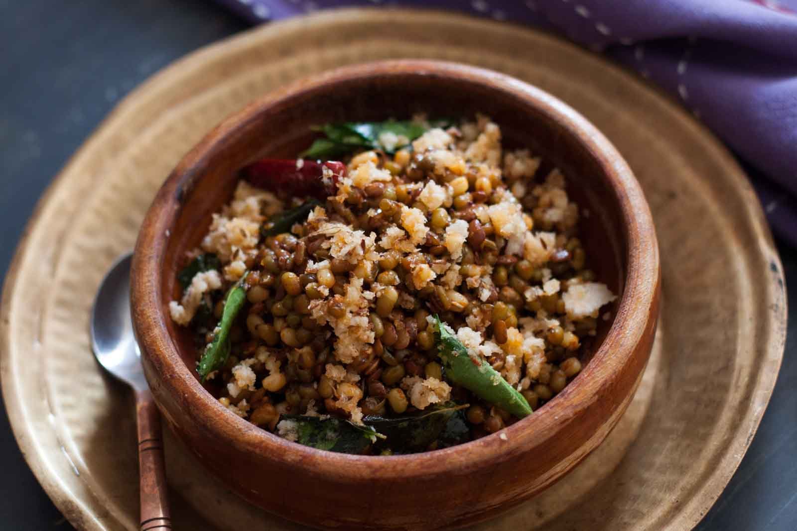 Matki usal with chapati and rice