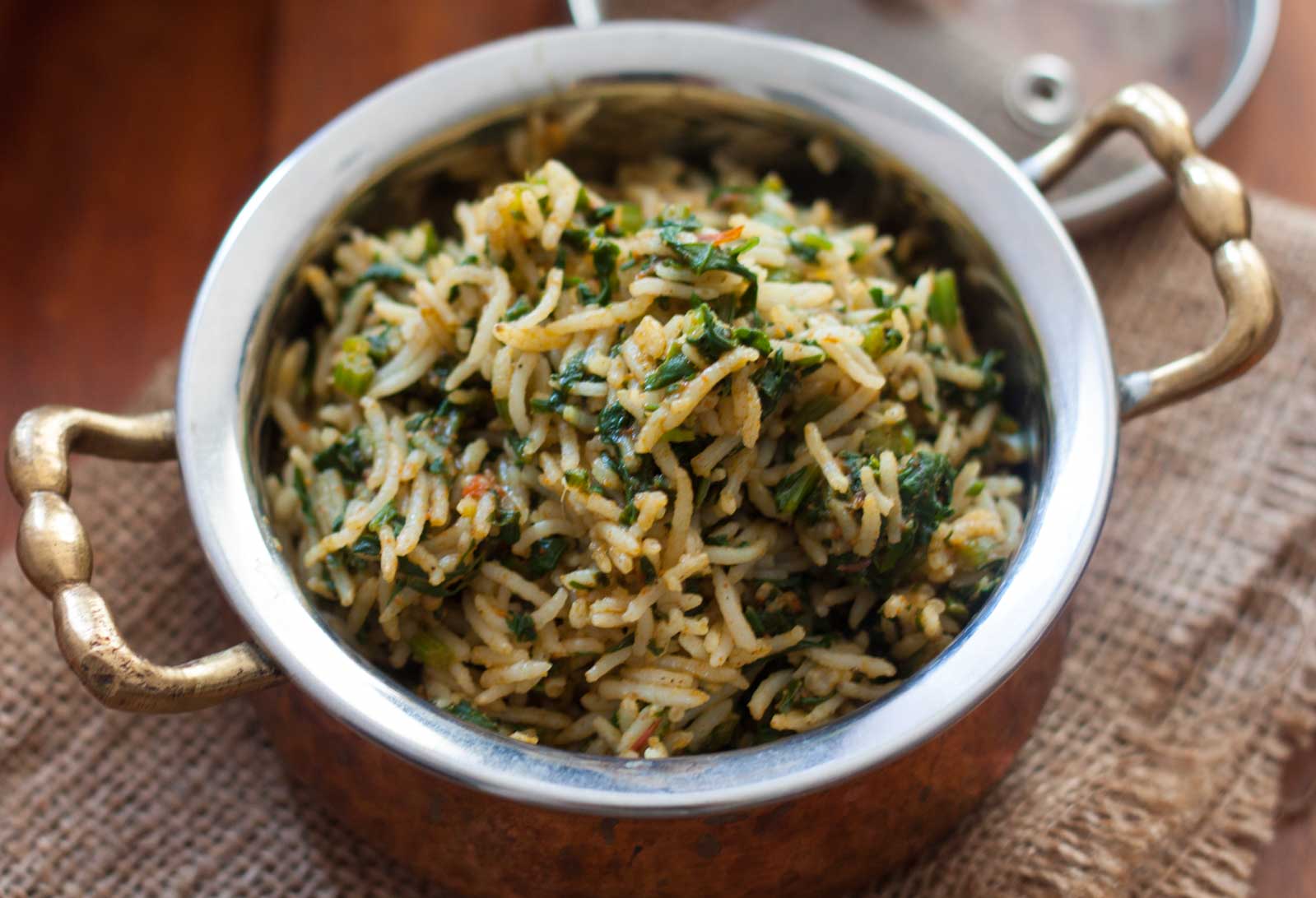 Dal palak with jeera rice