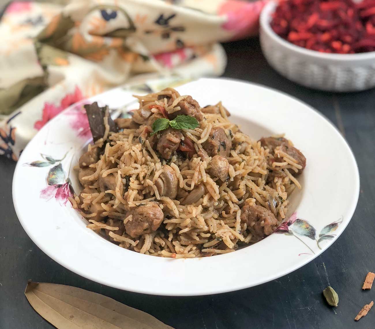 Soya pulao with raita