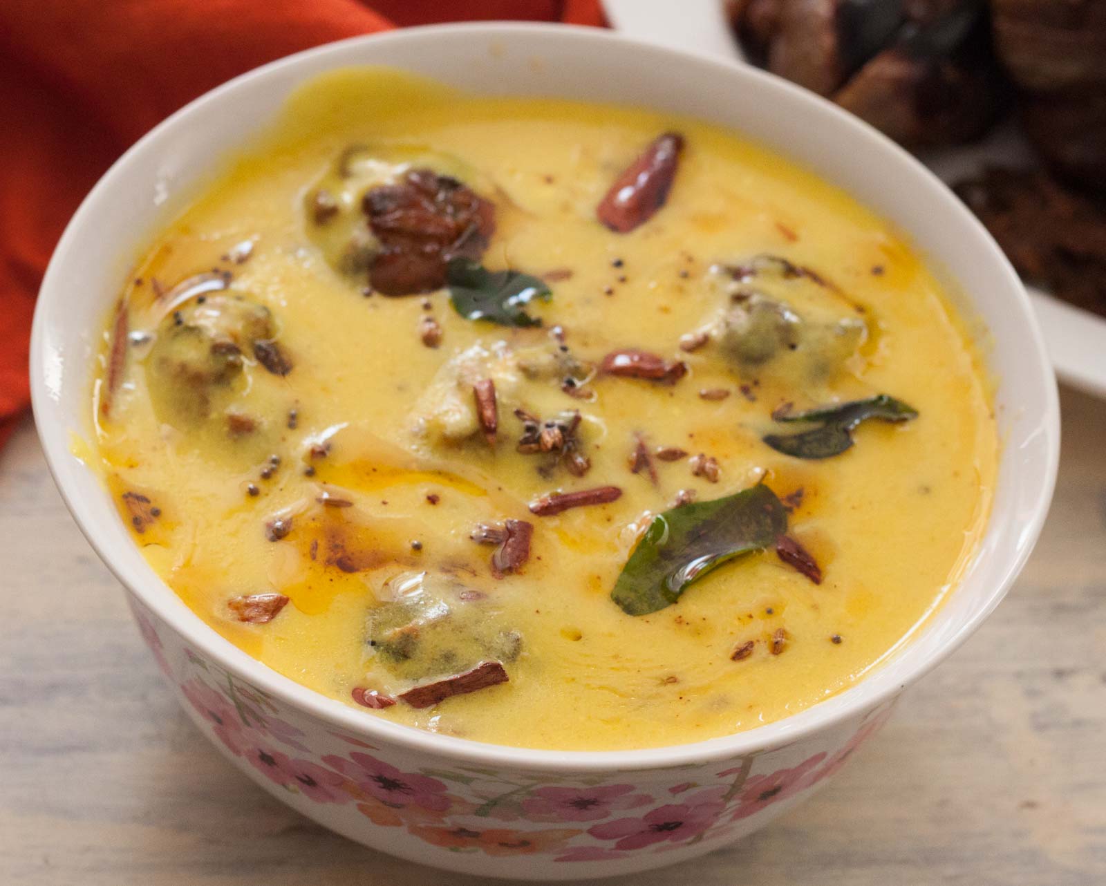 Kadhi pakora with rice