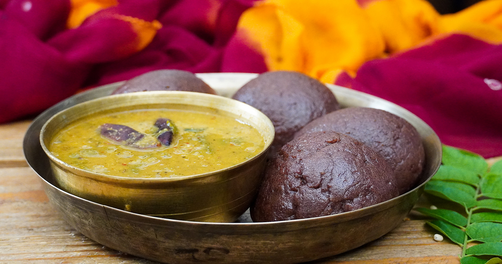 Ragi mudde with sambar