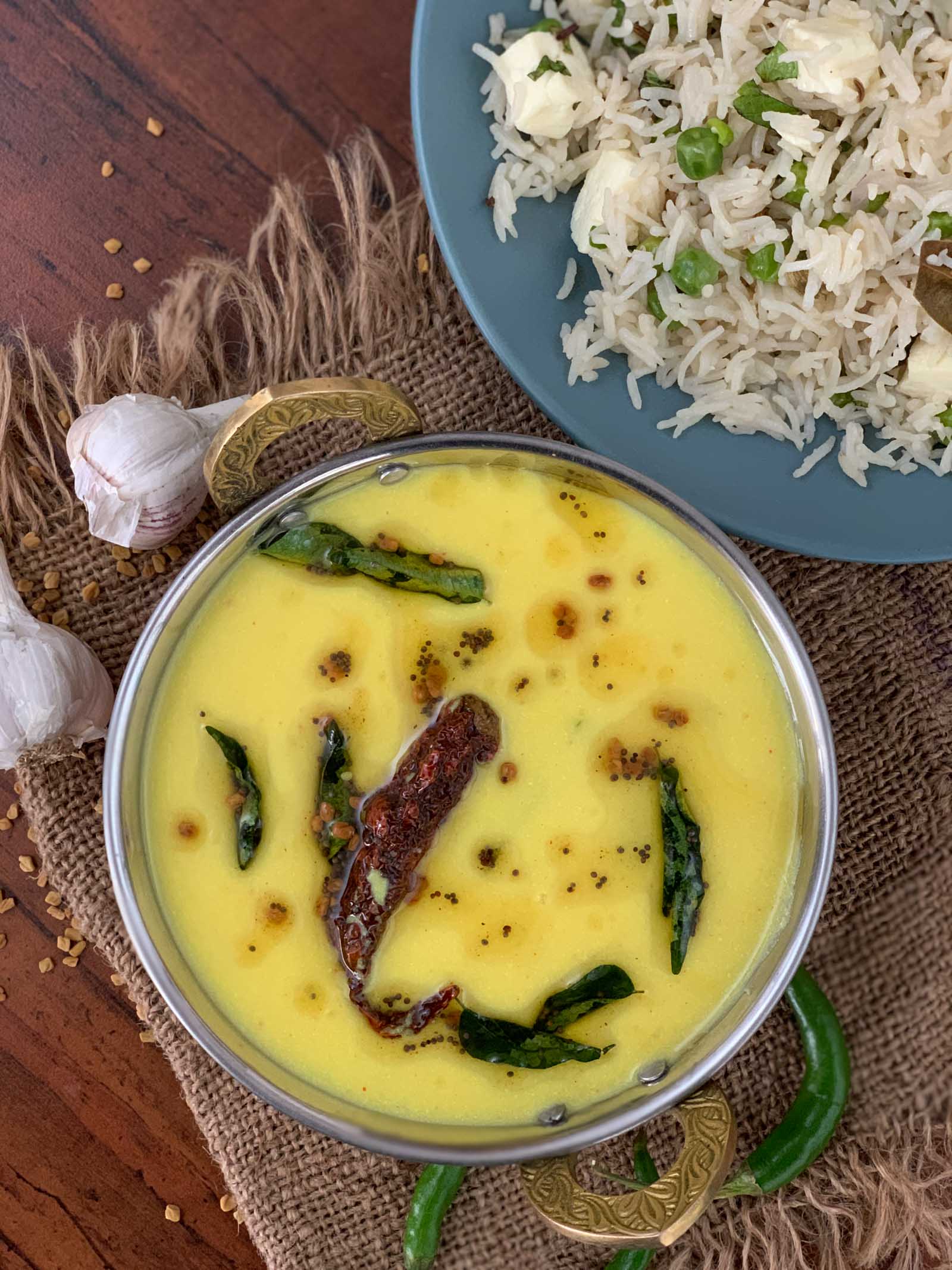Kadhi with rajma rice