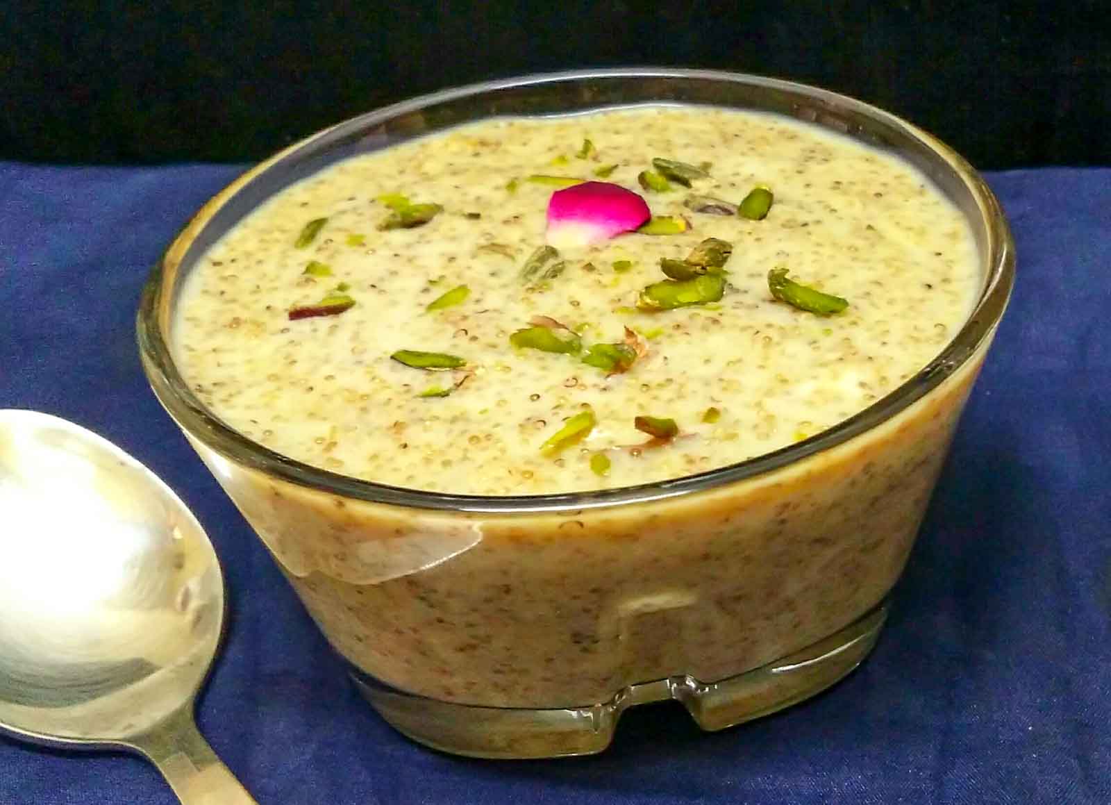Rajgira sheera with milk