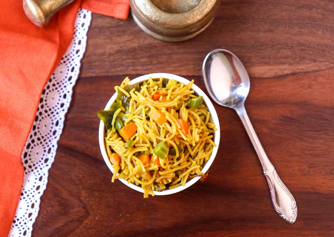 Vermicelli upma with vegetables