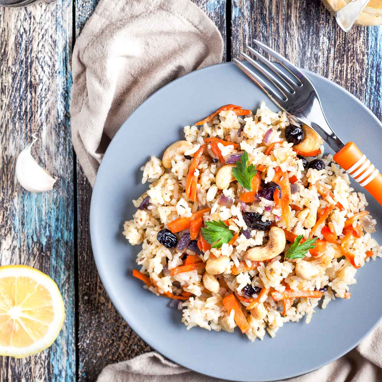 Vegetable pulao with raita
