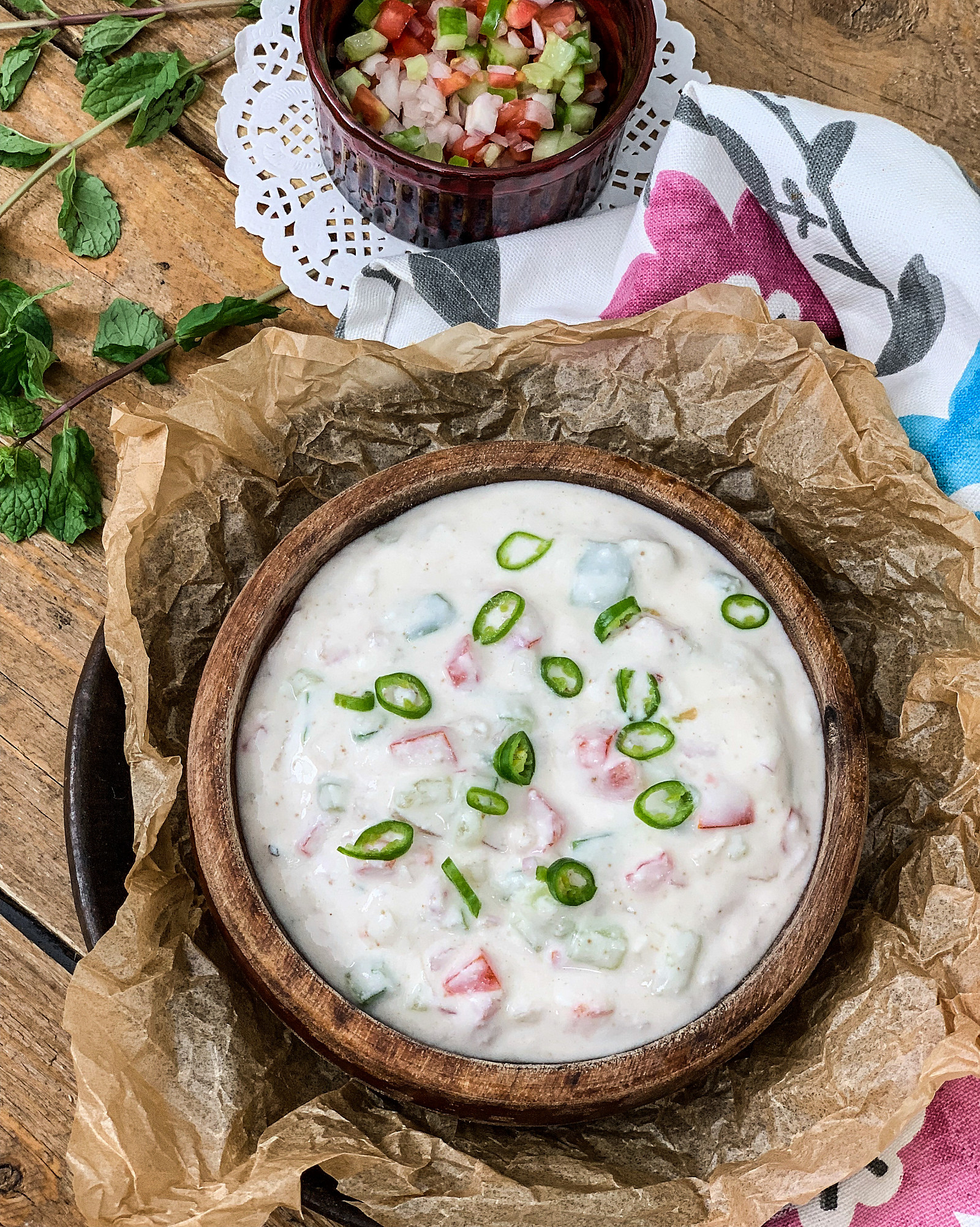 Dal tadka with roti and cucumber salad