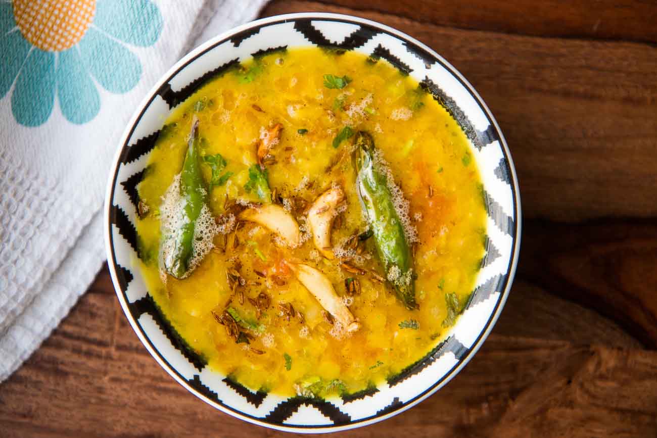 Arhar dal with rice, phulka and lauki sabzi