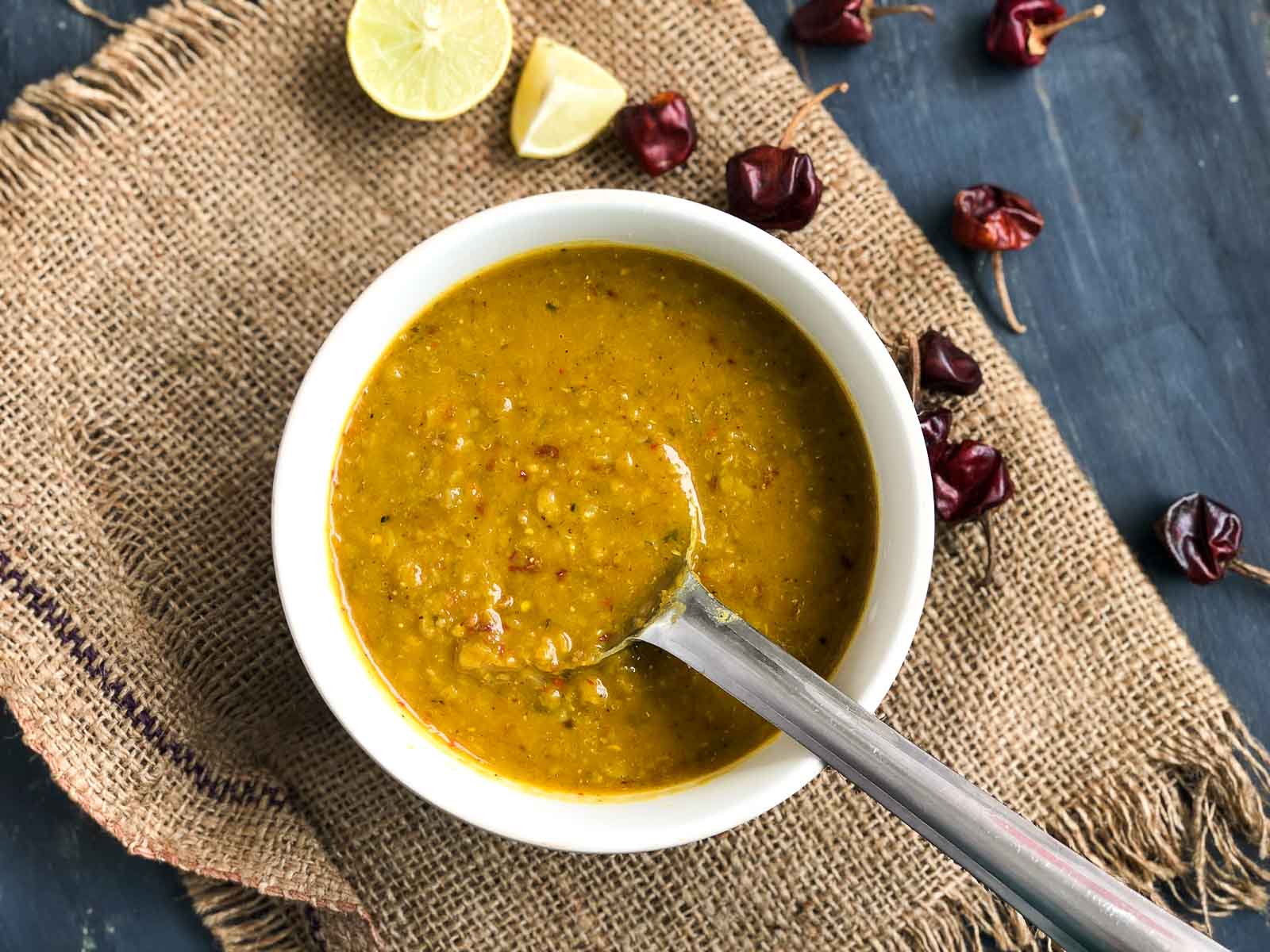 Toor dal with rice and raw banana sabzi