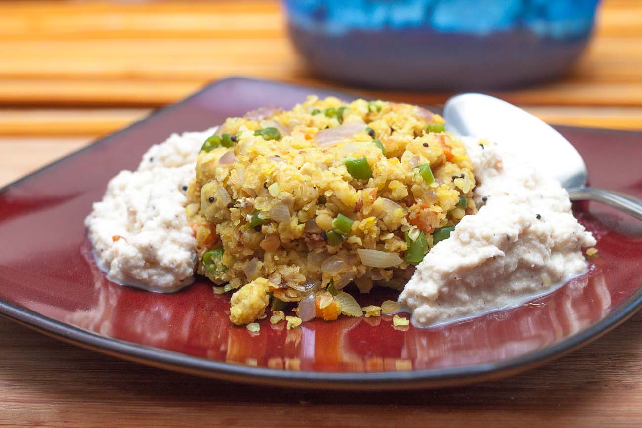 Vegetable oats upma with curd