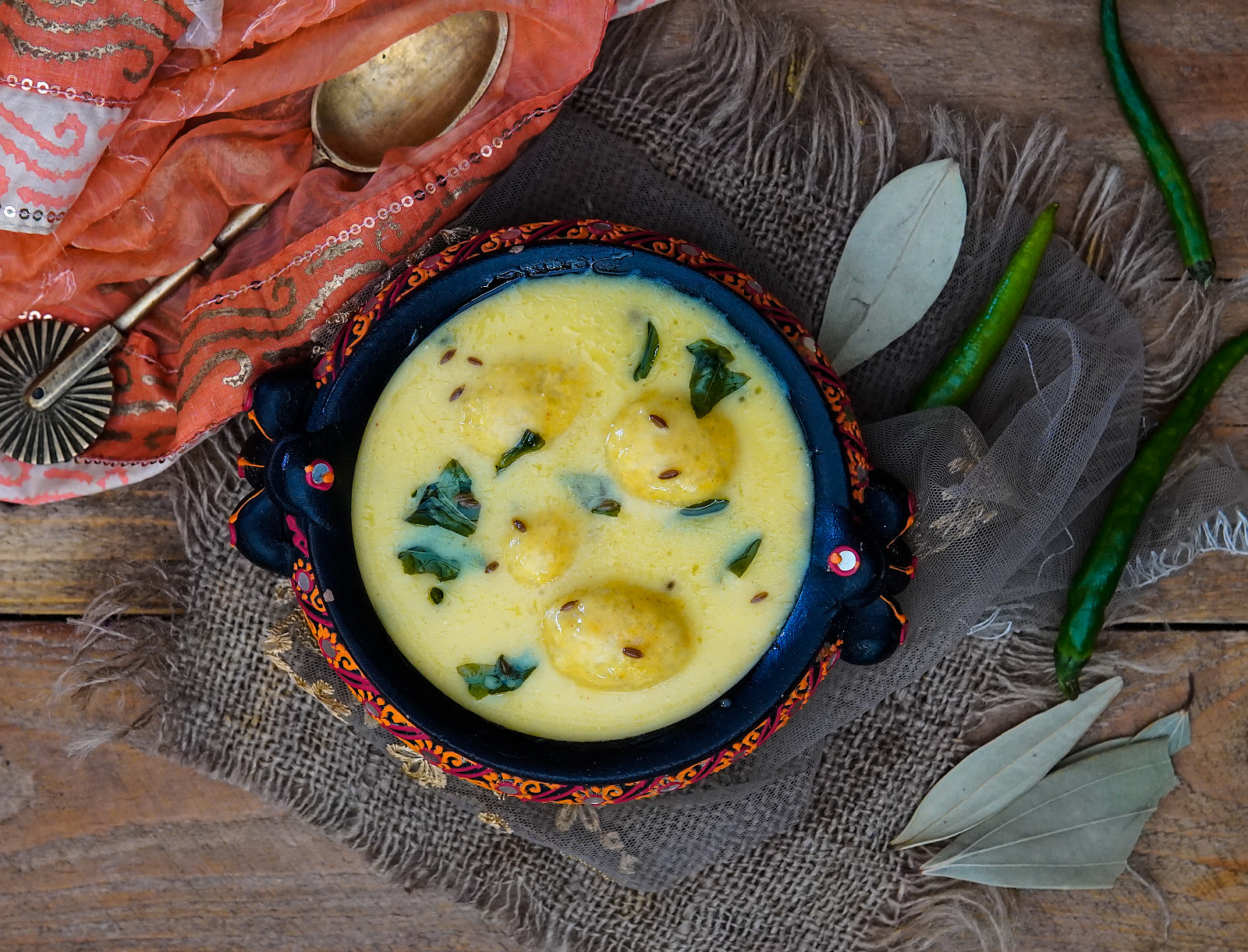 Kothimbir vadi with dal and chapati