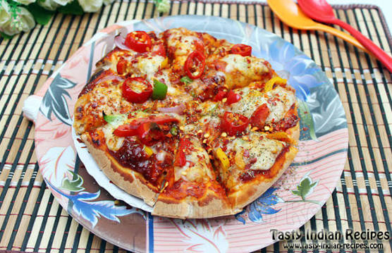 Homemade pizza toast with salad