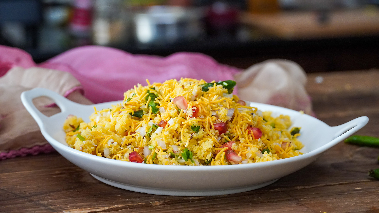 Sev khamani with chutney